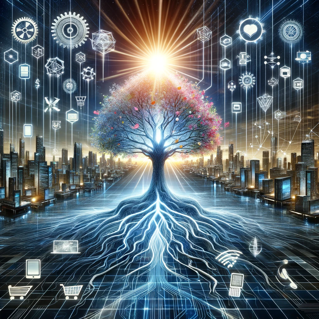 The image has been created to visually encapsulate the essence of "License to Learn," highlighting the pivotal role of technology in transforming industries and fostering business growth. It symbolizes how technology serves as both a tool and a catalyst for innovation, enhancing operations, enriching customer experiences, and automating processes. This artwork invites viewers to explore the endless possibilities technology brings to the forefront of business evolution.